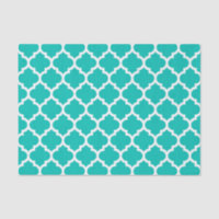 Teal White Moroccan Quatrefoil Trellis Pattern #5