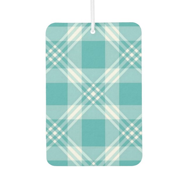Teal White Plaid Air Freshener (Front)
