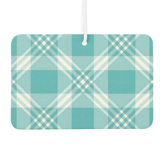 Teal White Plaid - Air Freshener (Front)