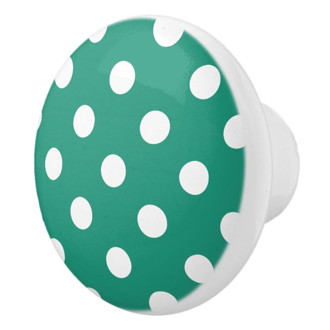 Teal & white polka dots knob/drawer pull (Right)