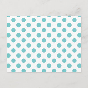 Teal White Polka Dots Pattern Postcard