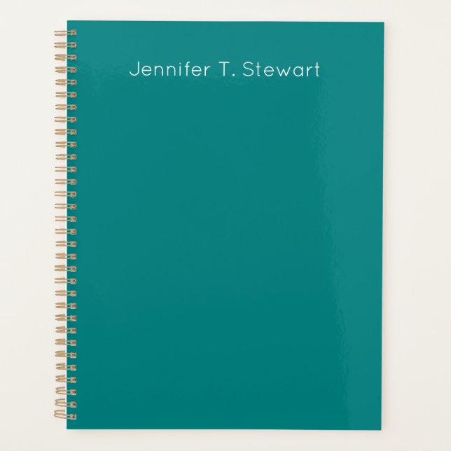 Teal & White Professional Elegant Simple Planner (Front)