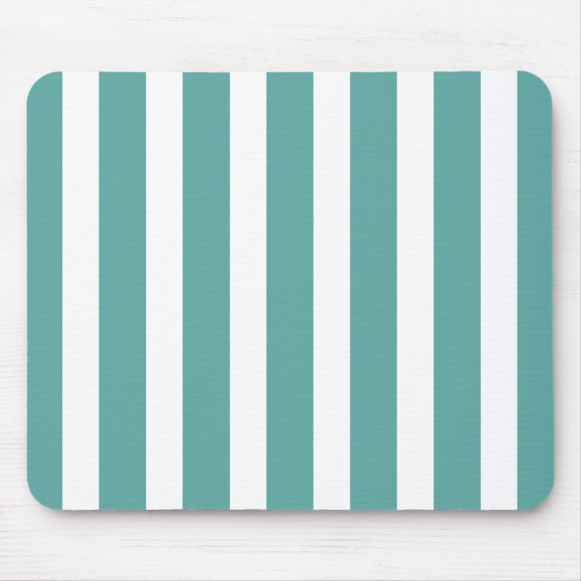 Teal White Stripes Mouse Pad (Front)
