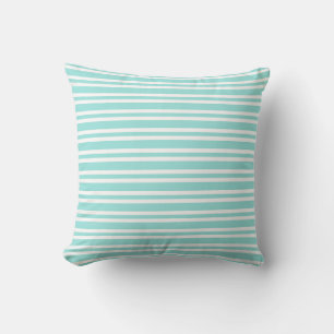 Teal White Stripes Seamless Pattern Cushion