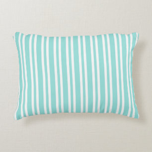 Teal White Stripes Seamless Pattern Decorative Cushion