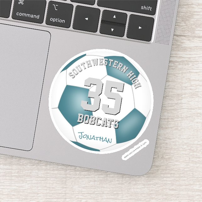 Teal white team colors kids soccer party favors  (Detail)