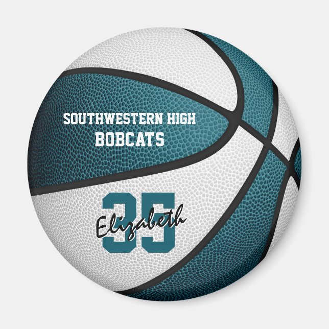 teal white team colours basketball sports gifts  magnet (Front)