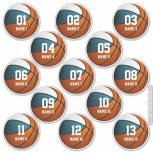 teal white team colours gifts set of 13 basketball