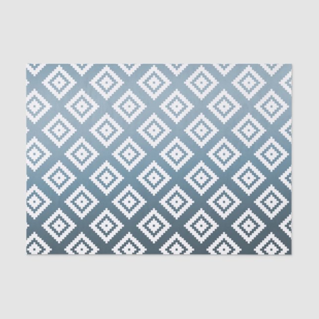 Teal White Tribal Aztec Tissue Paper (Front)
