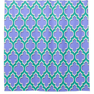 Teal White XL Moroccan #4DS Shower Curtain