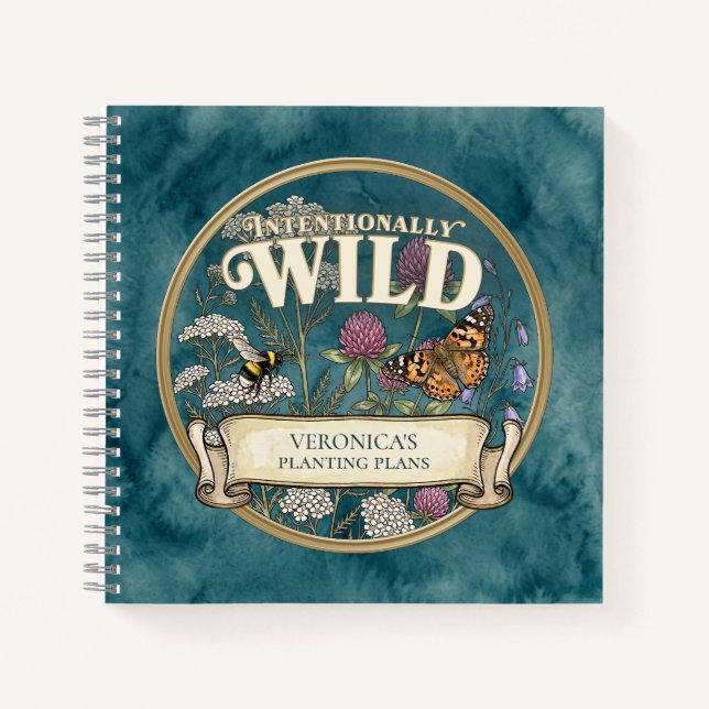 Teal Wild Pollinator Garden Custom Notebook (Front)