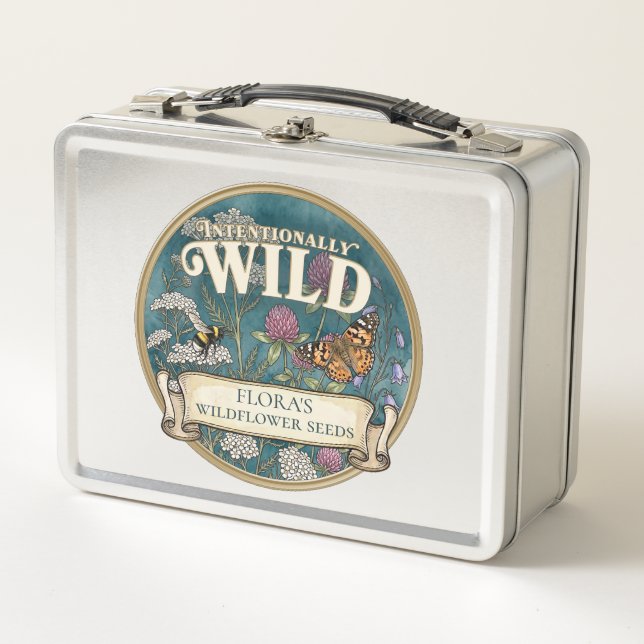 Teal Wild Seed Storage Tin – Custom Garden Box (Front)