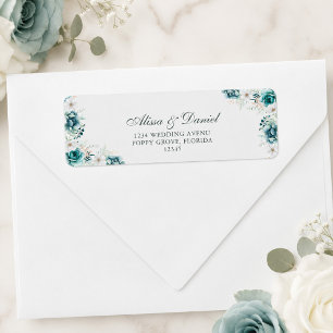 Teal Wildflower Wedding Return Address