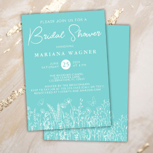 Teal Wildflowers Bridal Shower Invitation