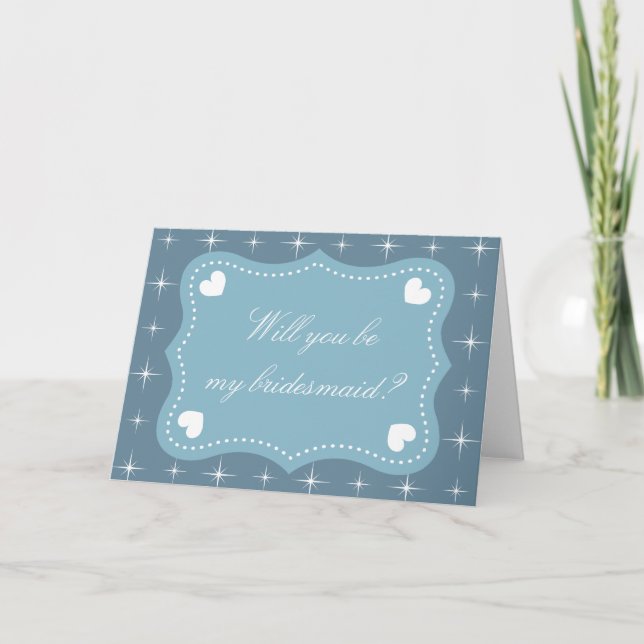 Teal Will you be my bridesmaid greeting card (Front)