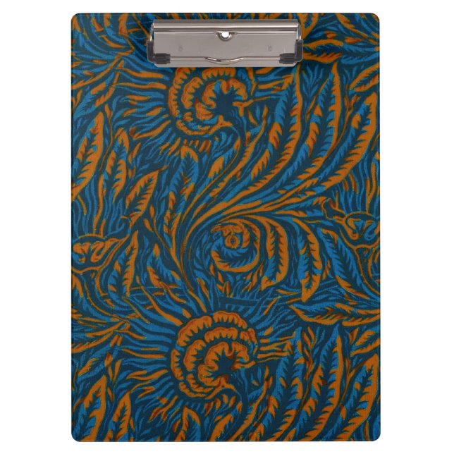 Teal William Morris Style Acanthus Leaf Botanical Clipboard (Front)