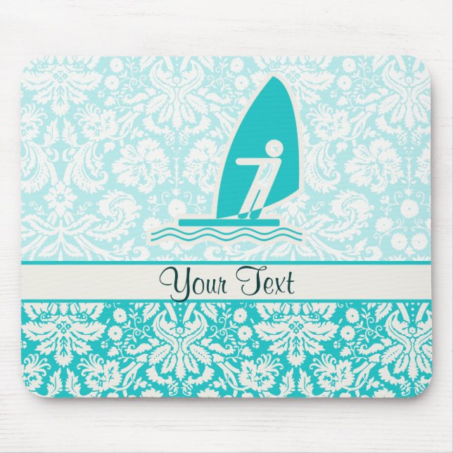 Teal Windsurfing Mouse Pad (Front)