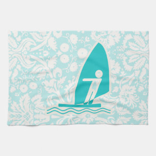 Teal Windsurfing Tea Towel