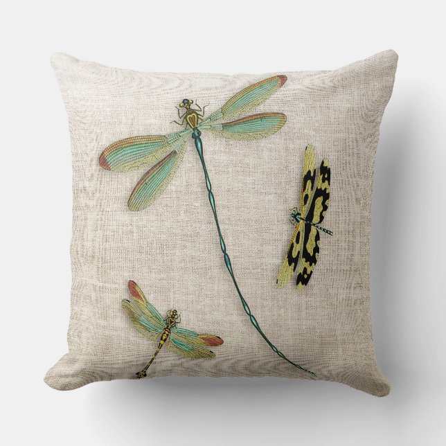 Teal-Winged Dragonflies Decorative Cushion (Front)