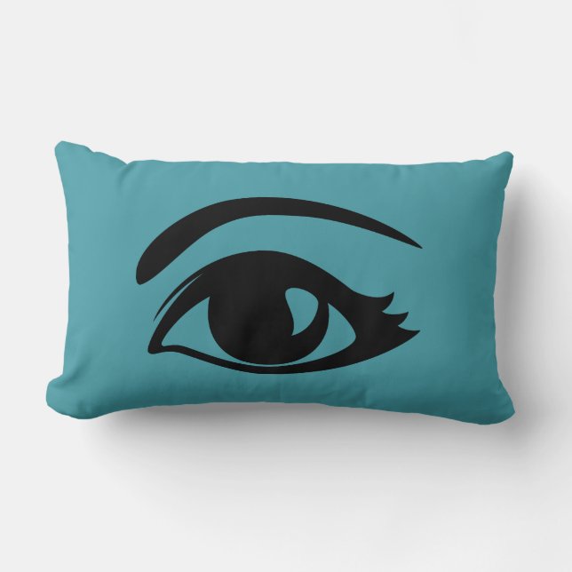 Teal Winking Eye (Left) Lumbar Cushion (Front)
