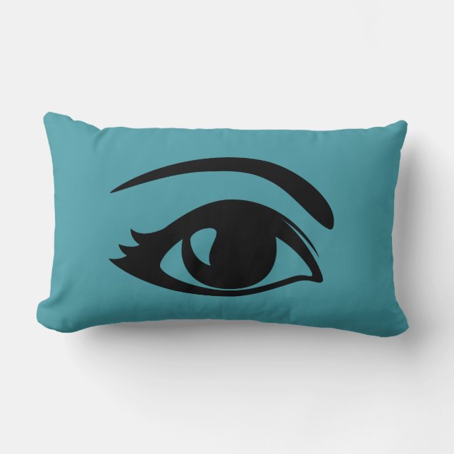 Teal Winking Eye (Right) Lumbar Cushion (Front)