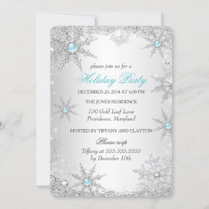Teal Winter Wonderland Christmas Holiday Party 4a Invitation