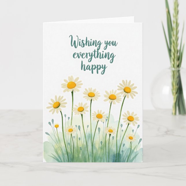 Teal Wishing Birthday Card (Front)