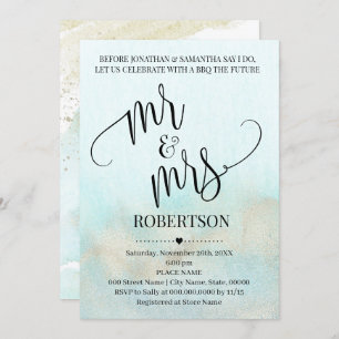 Teal with Gold Before I do Mr & Mrs Couples Shower Invitation