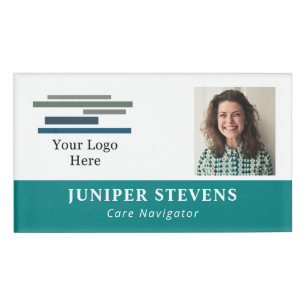 Teal with Logo & ID Photo Employee Name Tag