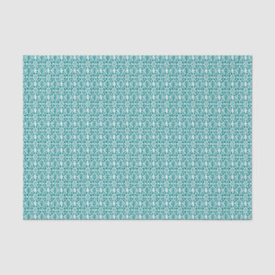 Teal With White Crochet Lace Pattern Tissue Paper