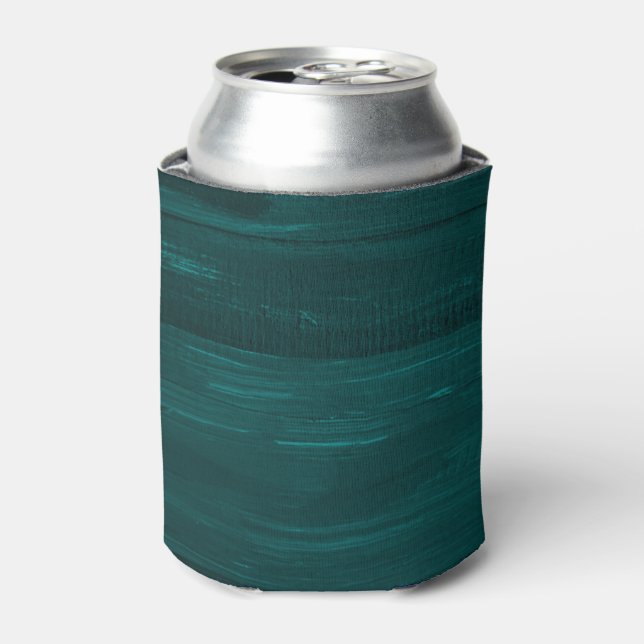 Teal wood texture stripes can cooler (Can Front)