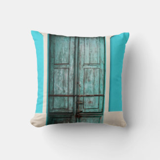 TEAL WOODEN DOOR CLOSED CUSHION