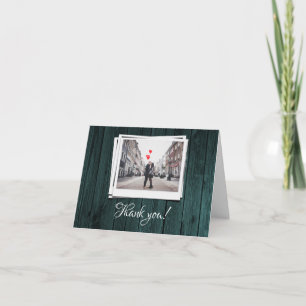 Teal Wooden Photo Thank You Cards