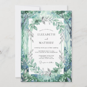 Teal Woodland Foliage Eucalyptus Wedding Invitation