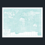 Teal World Vintage Map Poster<br><div class="desc">I love maps and this one is near and dear</div>