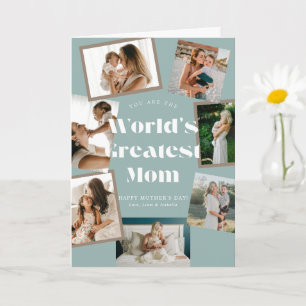 Teal World's Greatest Mom 7 Photo Mother's Day Card
