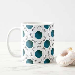 Teal Yarn Ball Typography Handmade Crafts Coffee Mug