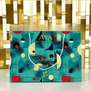 Teal & Yellow Abstract Geometric Gift Bag