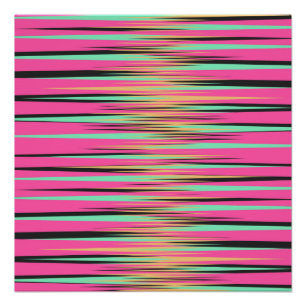 Teal, Yellow, Black, and Pink Stripes Poster