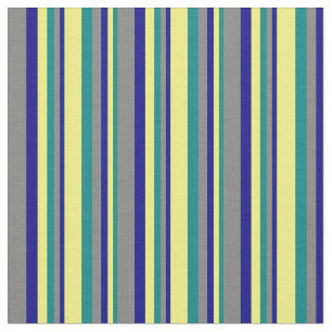 Teal, Yellow, Blue & Grey Coloured Lines Fabric