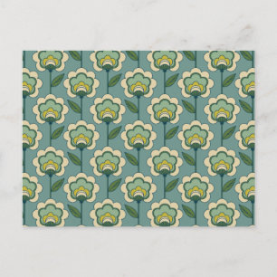 Teal & Yellow Floral Pattern Holiday Postcard