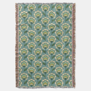 Teal & Yellow Floral Pattern Throw Blanket