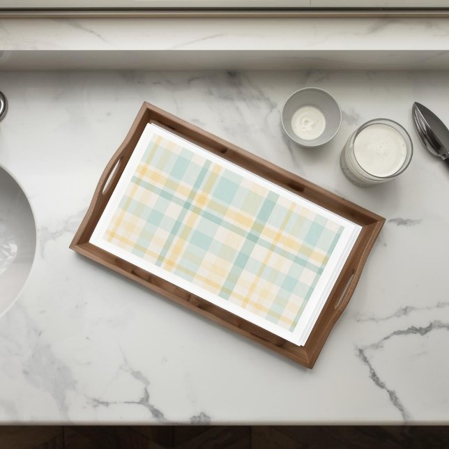 Teal Yellow Plaid Spring Easter Paper Guest Towels Napkin (Creator Uploaded)