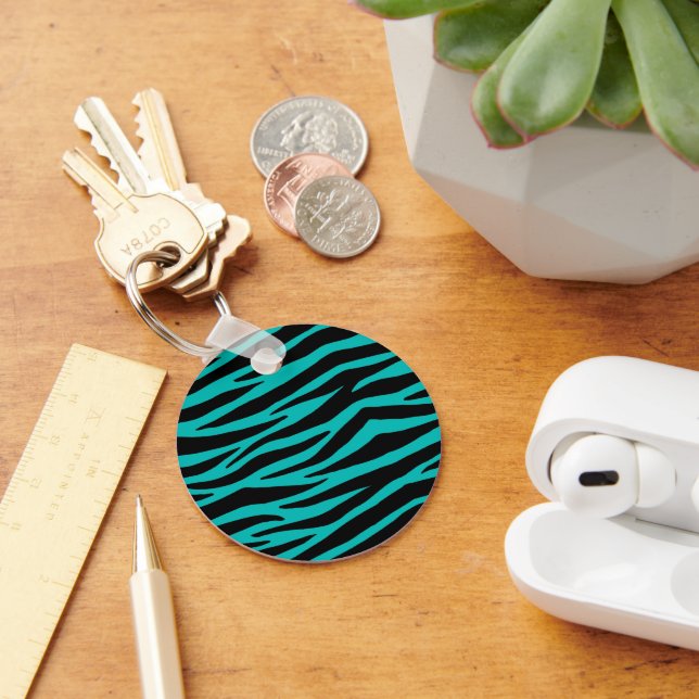 Teal Zebra Key Ring (Desk)
