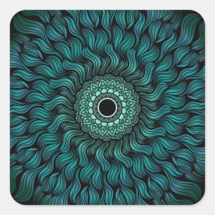 Teal Zentangle/Mandala Sticker