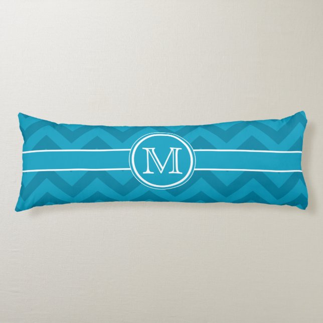 Teal Zig Zag Personalised Body Cushion (Front)