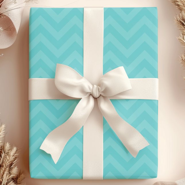Teal Zigzag Modern Chic Wrapping Paper (Creator Uploaded)