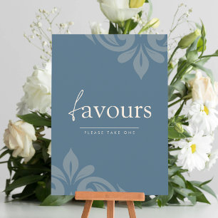 Tealgrey Elegant Minimal Damask Script Favour Sign