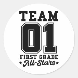 Team 1st Grade All-stars Back To School Sports Jer Classic Round Sticker