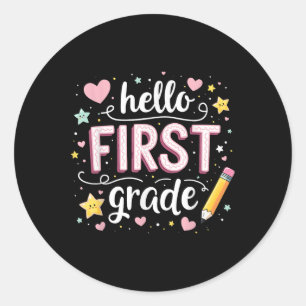 Team 1st Grade Back To School Outfit Breezy (2) Classic Round Sticker